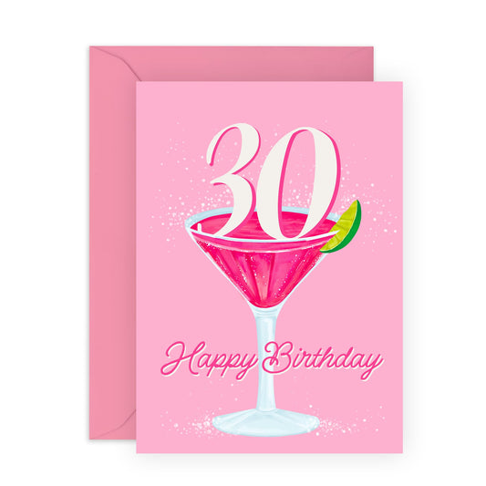 30th Birthday Card For Women - Cocktail Happy 30th Birthday - Happy Thirtieth Birthday Greeting Card Female Friends - Gift For Special Friend - Comes With Fun Stickers By Central 23