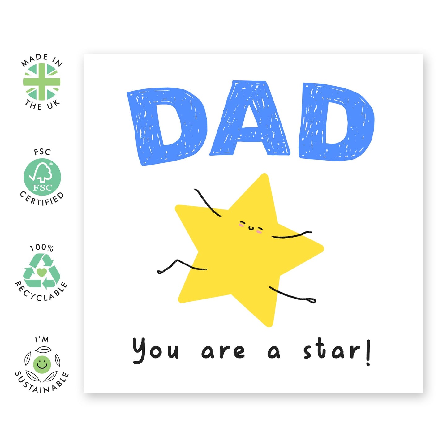 Heartfelt Card - 'Dad, You Are a STAR' - Celebrate Your Incredible Dad with This Special Card - Perfect for Father’s Day, Birthdays, or Any Occasion - Includes Envelope and Stickers by Central 23
