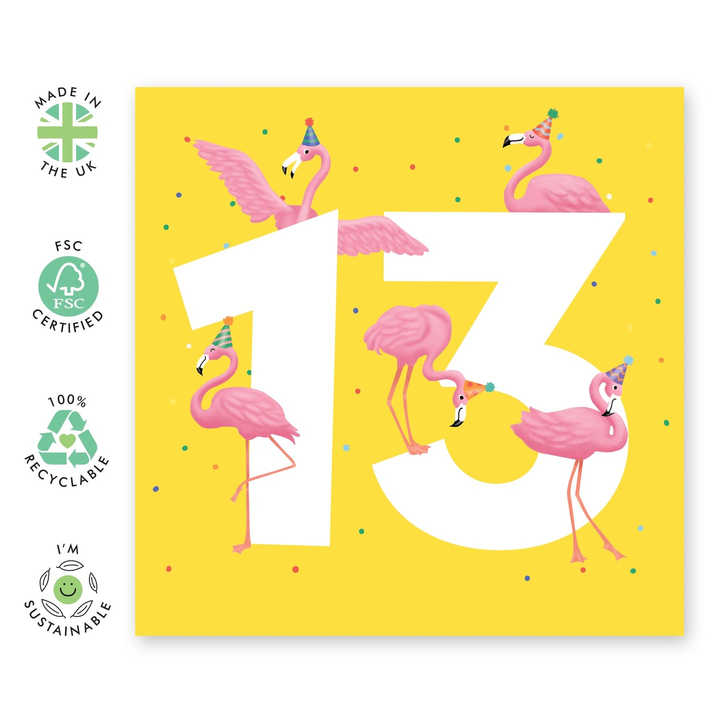 13th Birthday Card For Girls - Flamingo Age 13 - Happy Thirteenth Birthday Card For Teens - Floral - Gifts For Her Daughter Niece Granddaughter - Comes With Fun Stickers - By Central 23