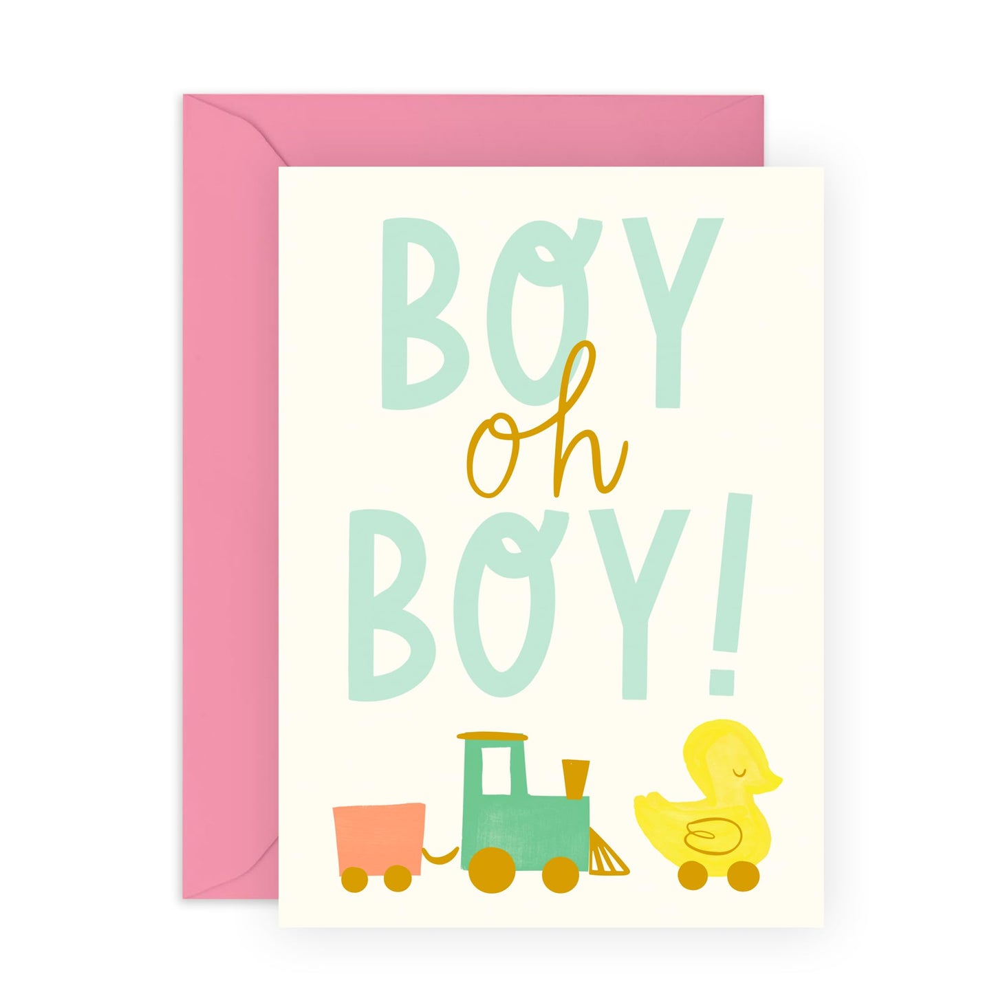 Joyful Greeting Card - 'BABY BOY OH BOY' - Perfect for Celebrating the Arrival of a New Baby with Excitement and Fun - Ideal for Announcements or Baby Showers - Comes with Stickers by Central 23