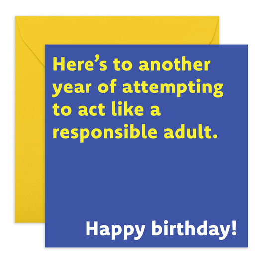 Joke On Adulthood Birthday Card - 'Another Year Of' - Gifts for Friends, Brother, Sister, BFFs, Cousin, Niece, Nephew - Responsible Adult - Comes with Fun Stickers