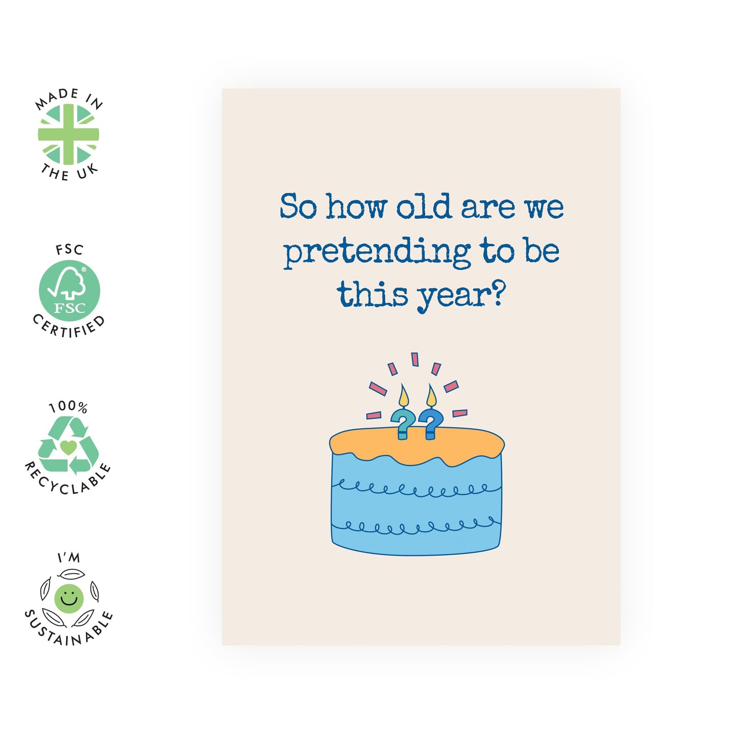 Funny Birthday Card About Age - 'How Old This Year' - Gifts for Men, Women, Him, Her, Friends, Colleagues, Coworker, Cousin - Blow Candles - Comes with Fun Stickers