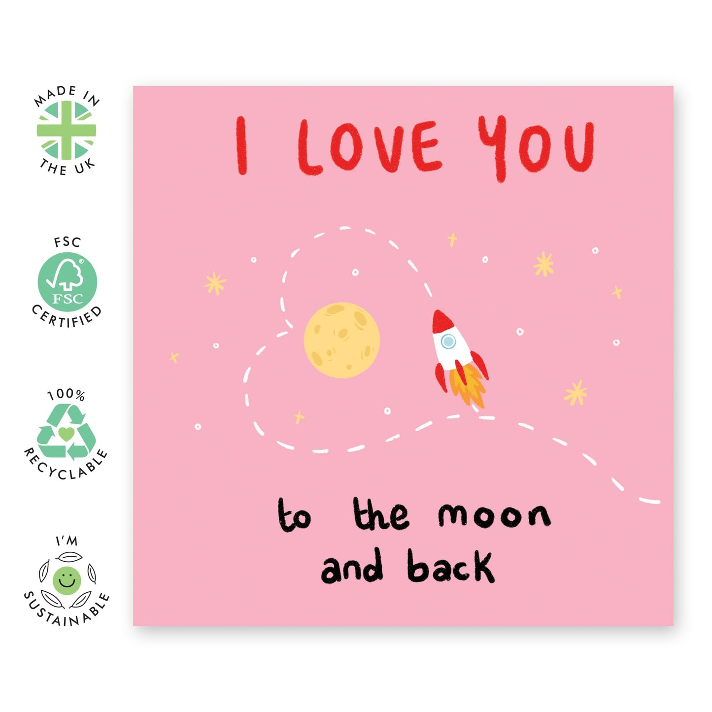 I Love You Card For Her Him - To The Moon And Back - Anniversary or Mothers Day Card - Gifts for Wife, Husband, Girlfriend, Boyfriend, Mum, Sister, Daughter, Her, Women, Friends - Comes With Stickers