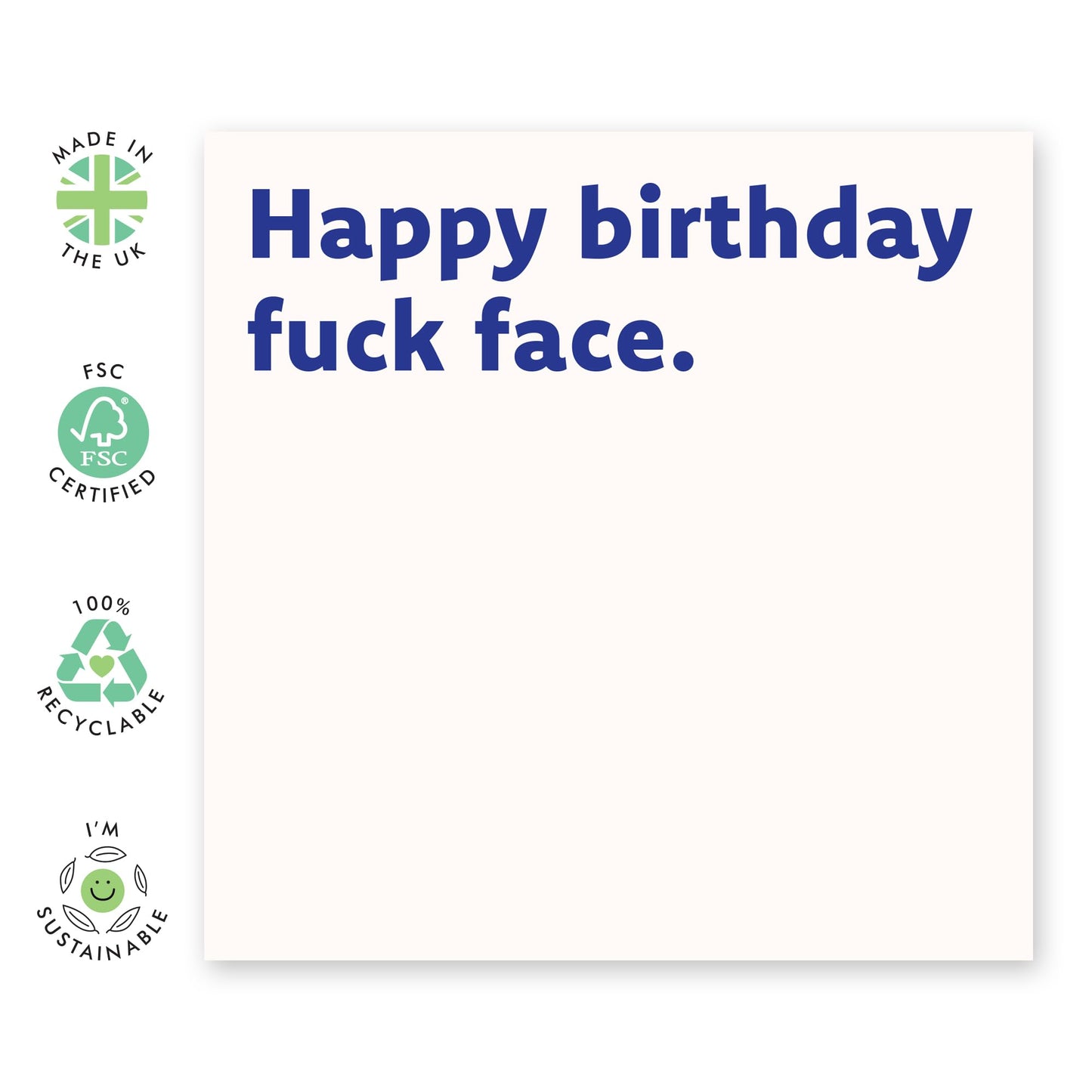 Funny Joke Birthday Card for Men - 'F*ck Face' - Gifts for Colleagues, Co-worker, Best Friend, Bruv, Brother, Him, Cousin , Guys - Making Fun - Comes with Fun Stickers