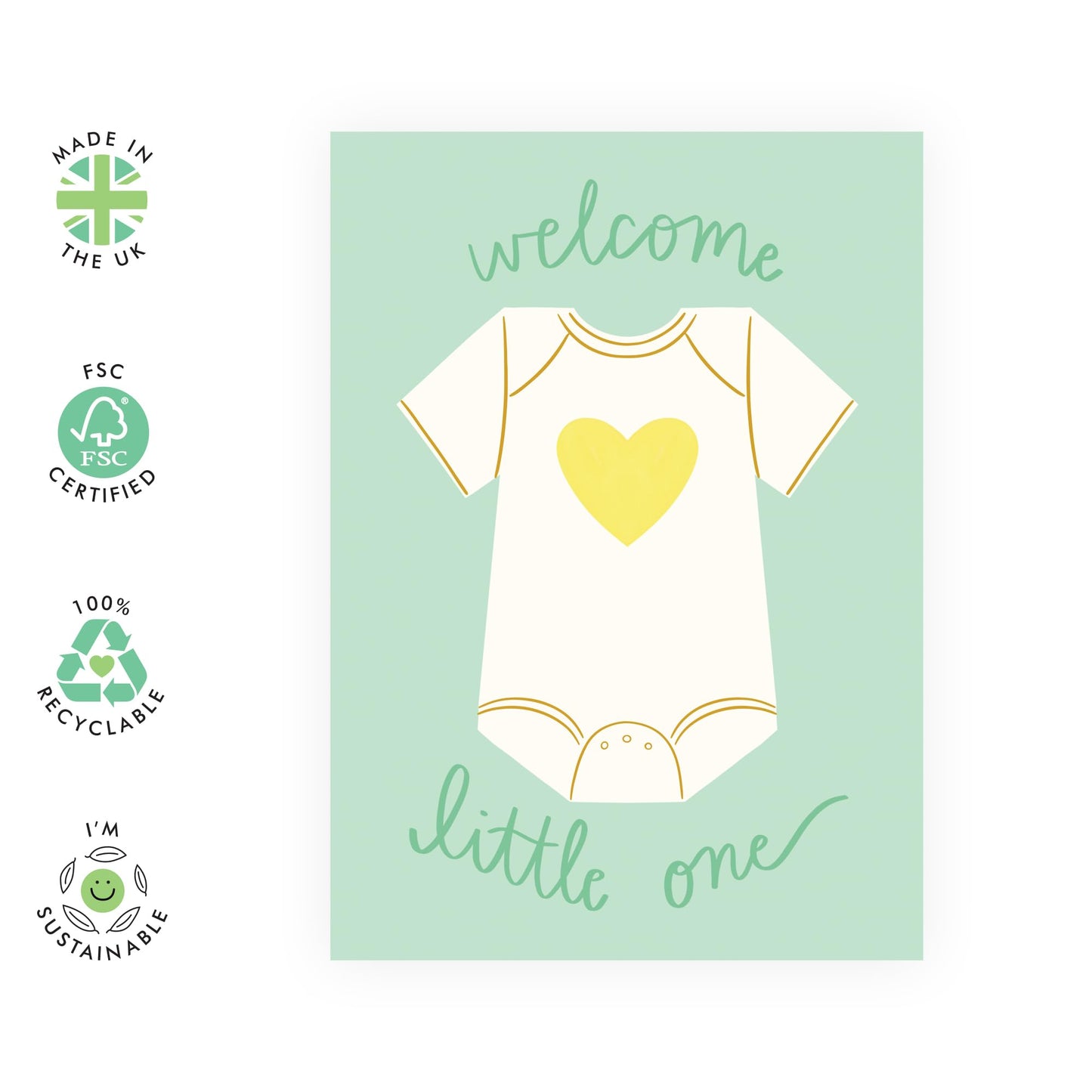 Greeting Card - 'WELCOME LITTLE ONE ONSIE' - Perfect for Celebrating the Arrival of a New Baby with a Cute Onesie Theme - Ideal for Baby Showers or Announcements - Comes with Stickers by Central 23