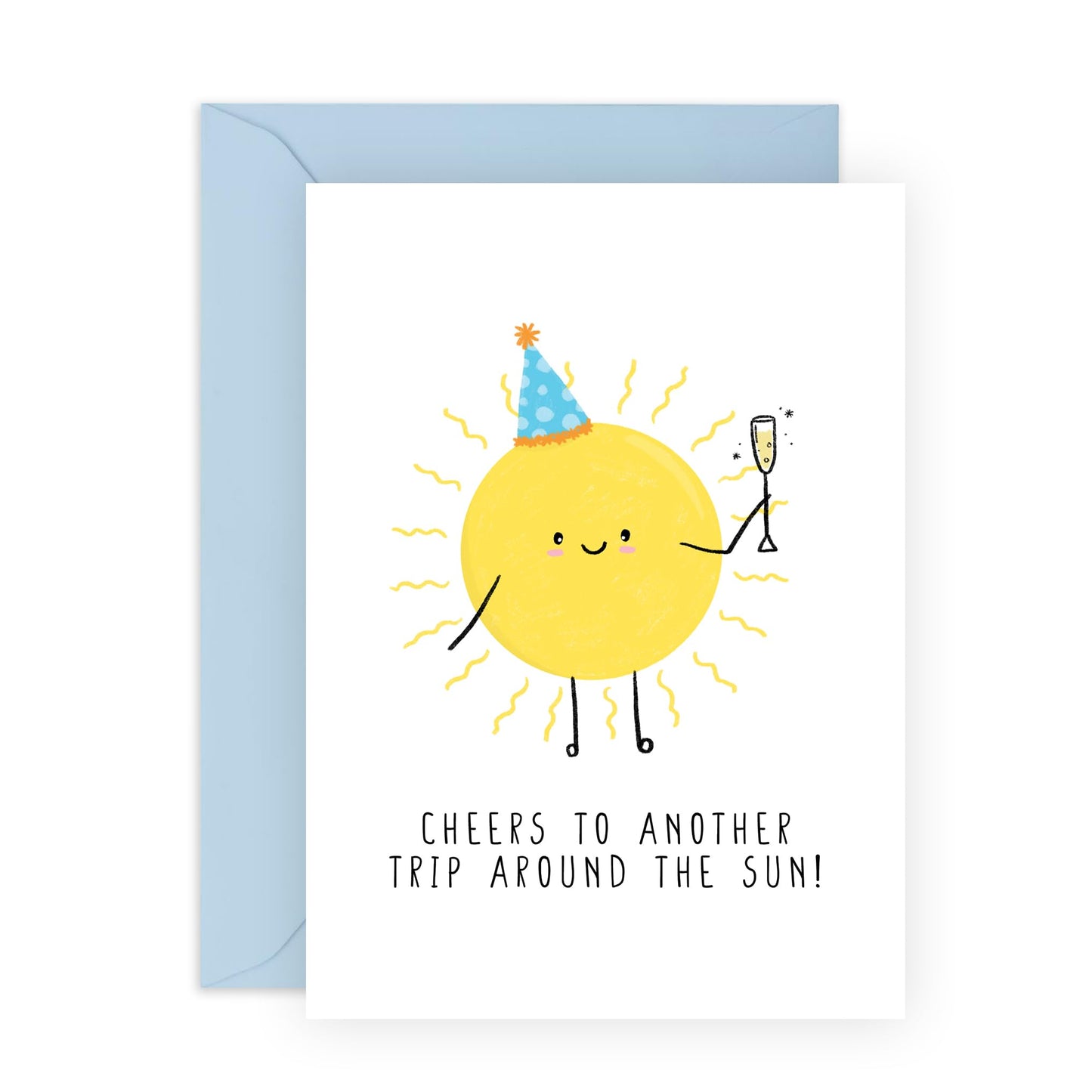 Cheers Birthday Card - 'Year Round The Sun' - Gift for Besties, Best Friends, Colleagues, Coworkers, BFF, Cousin, Coworkers, Sis, Family - Sun Drinks - Comes with Fun Stickers