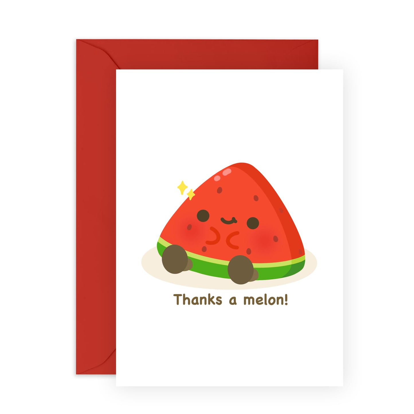 Thank You Cards For Friends - Thanks A Melon - Pun Humour - Cute Greeting Cards For Men Women - For Mum Dad Nan Grandad - Gifts For Him Her - Comes With Stickers - By Central 23