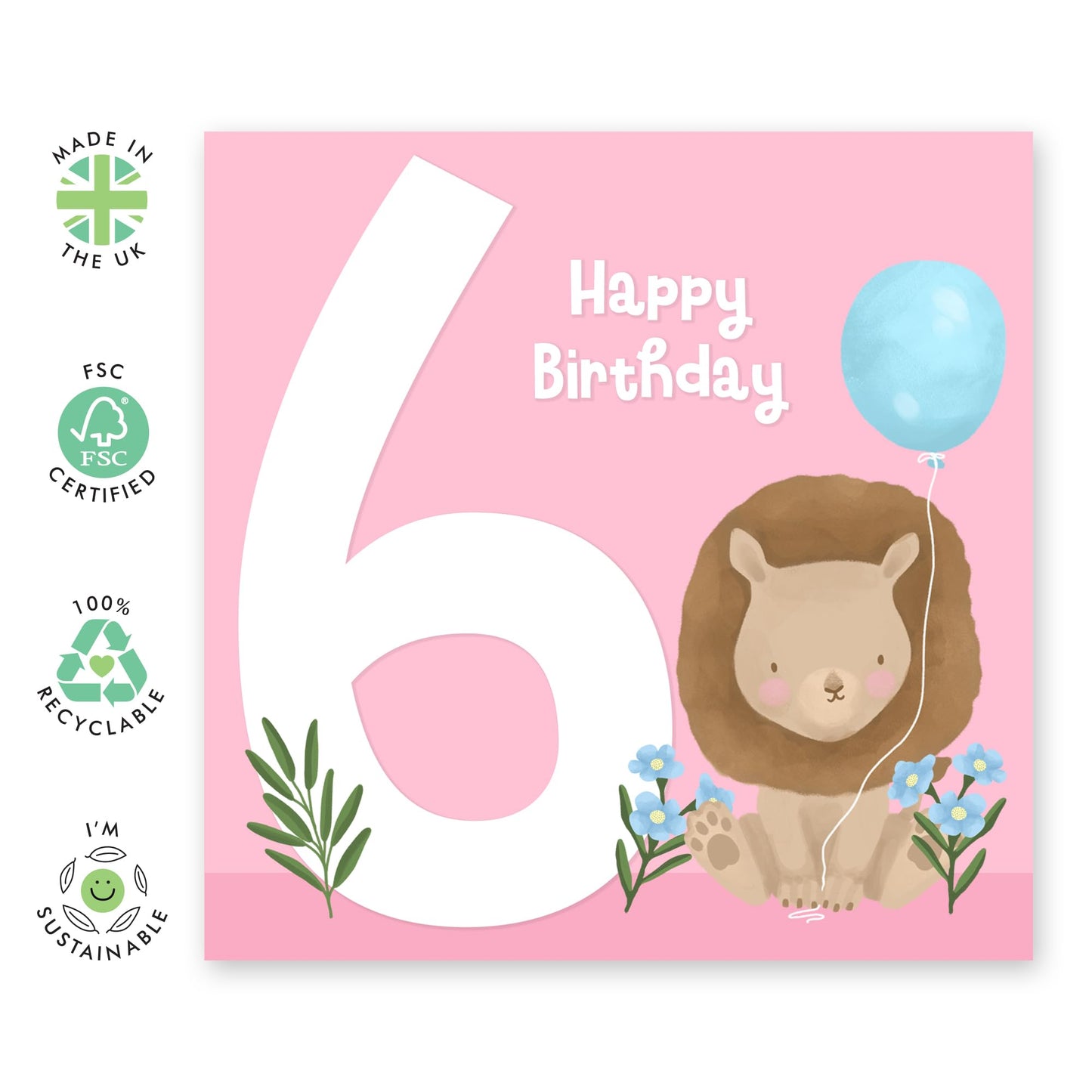 Girl Birthday Card Sixth Bday - Cute Animals Elephant Sixth Bday - 6th Birthday Card For Kids - Six Year Old Gifts For Toddler Niece Granddaughter - Comes With Fun Stickers - By Central 23