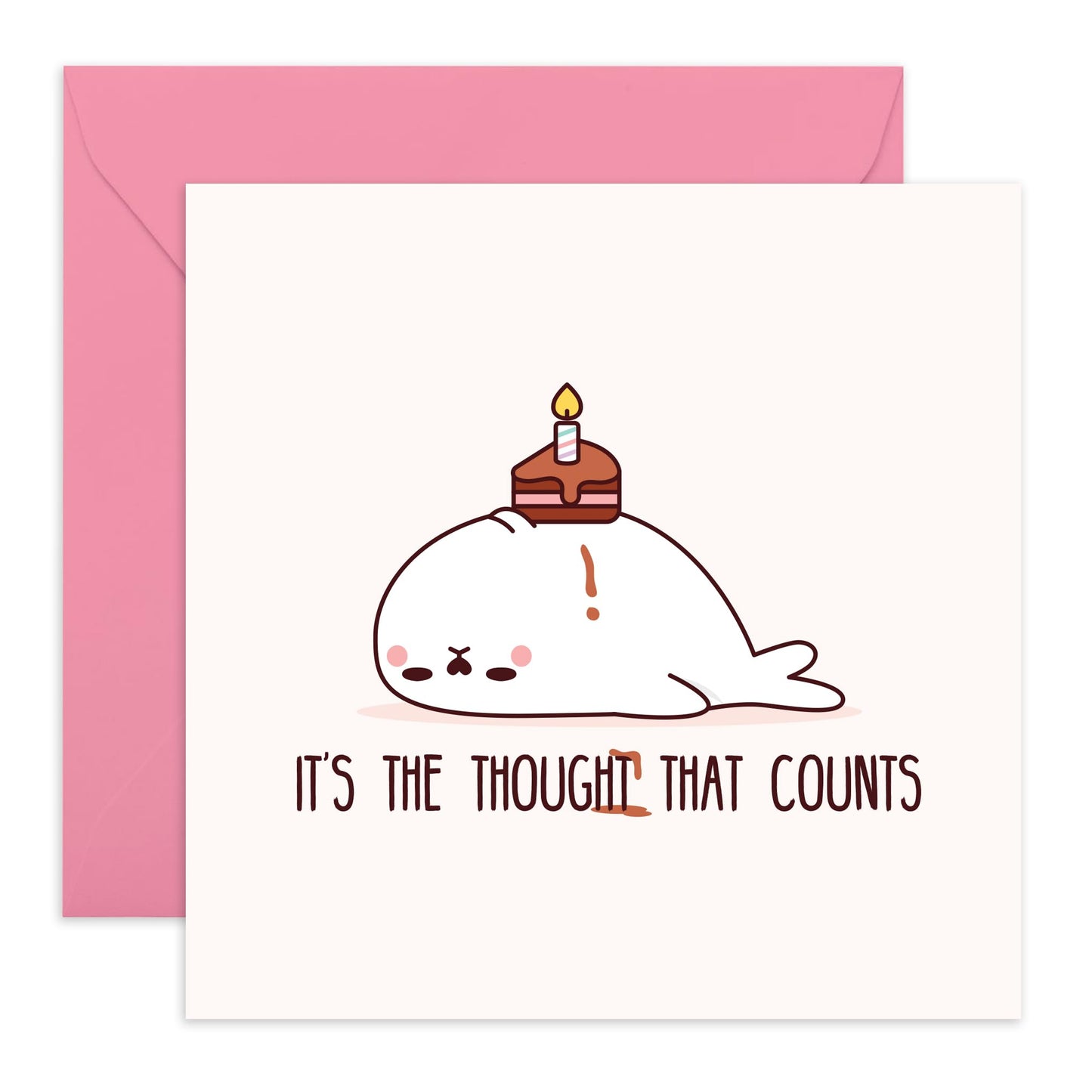 Funny Birthday Card with a Cute Seal - 'Lazy Seal Thought That Counts' - Gifts for Friends, Besties, BFF, Sister, Sis, Bruv, Mate, Colleagues, Co-worker - Sincerely - Comes with Fun Stickers