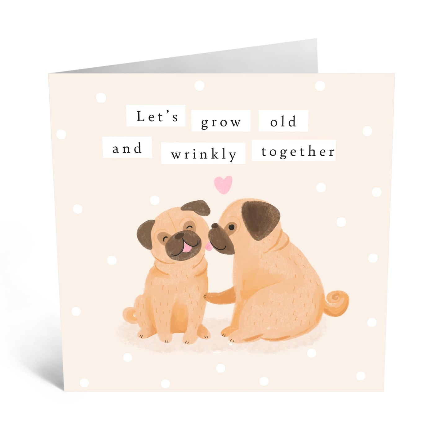 Cute Dogs Anniversary Card For Him Her - 'Pugs Old And Wrinkly' - Gift for Husband, Wife, Girlfriend, Boyfriend, Babe - Sweet Pets - Comes with Fun Stickers