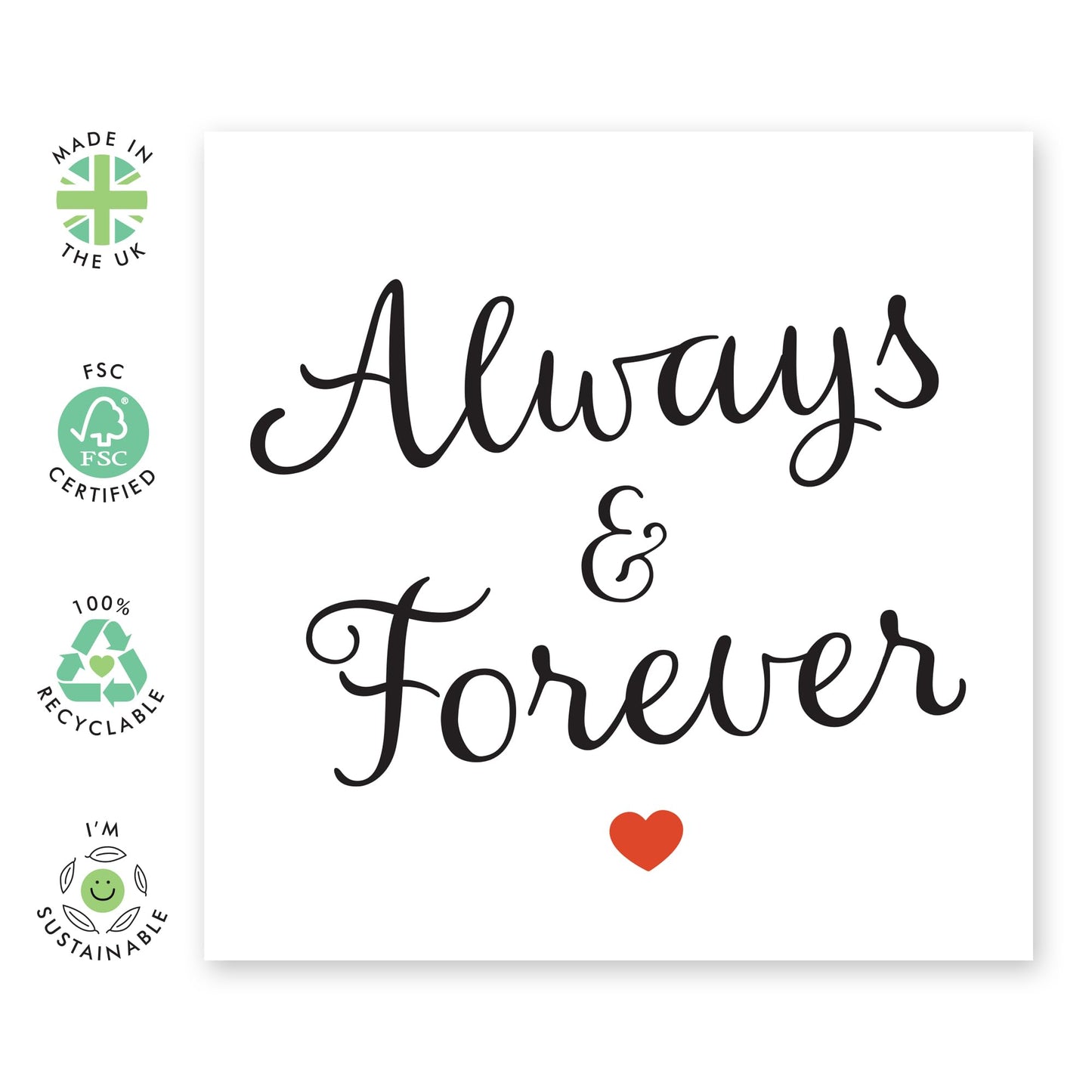 Anniversary Card For Him - Always & Forever - Sweet Wedding Anniversary Card For Wife Husband - For Men Women - I Love You Gifts For Boyfriend Girlfriend Couple - Comes With Stickers - By Central 23