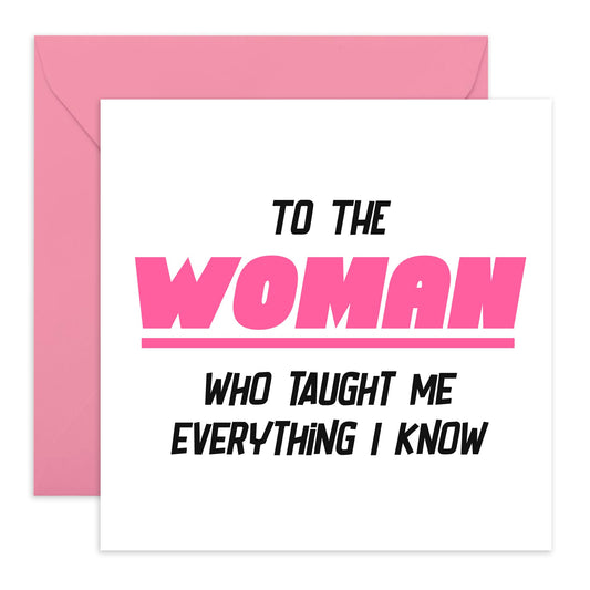 Appreciating Mum Birthday Card From Daughter Son - Woman Who Taught Me Everything - Mother's Day Thank You Card for Mama, Mummy, Her- Sweet Greetings for Women Ladies Family - Comes With Stickers