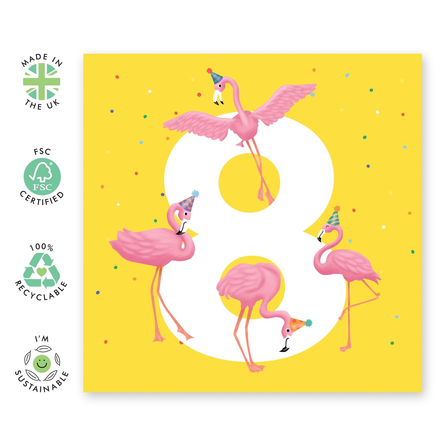 Eighth Birthday Card For Girls - Flamingo Age 8 - Happy 8th Birthday Greeting Card For Kids - Eight Years Old - Gifts For Daughters Granddaughter Niece - Comes With Sticker By Central 23