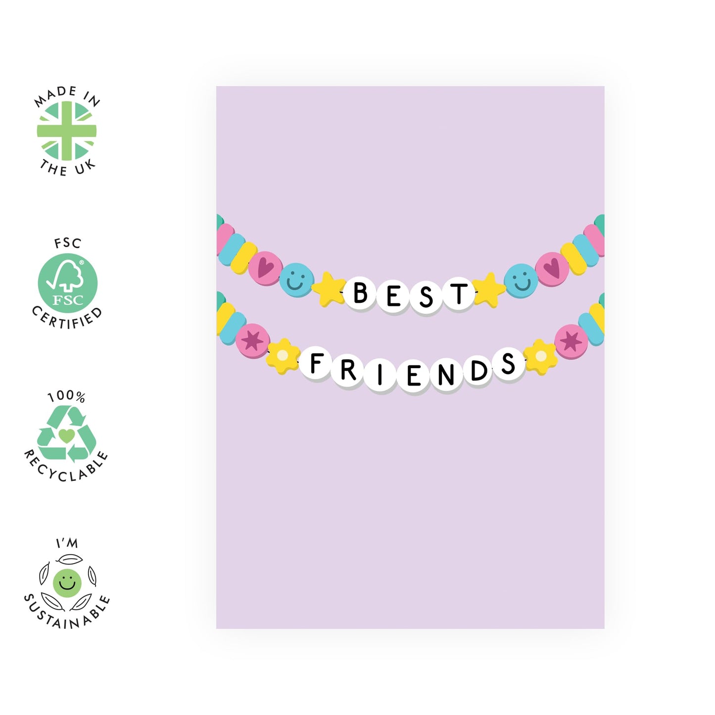 Greeting Card - 'BEST FRIENDS BRACELET' - Perfect for Celebrating Unbreakable Bonds - Ideal for Her, Friends, Family, BFFs, Besties and Anyone Who Values Friendship - Comes With Stickers By Central 23