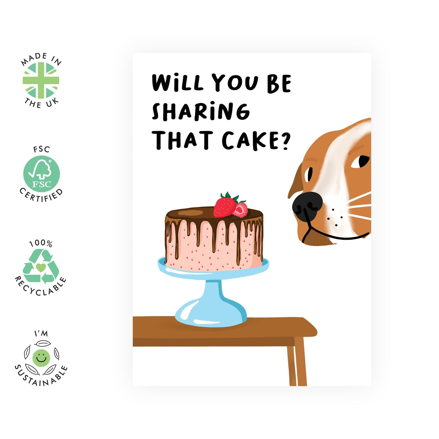 Dog Birthday Card For Men And Women - Will You Be Sharing That Cake???? - Cute Birthday Card From Dog - Gift For Fur Parents Dog Mum Dad - Comes With Fun Stickers By Central 23