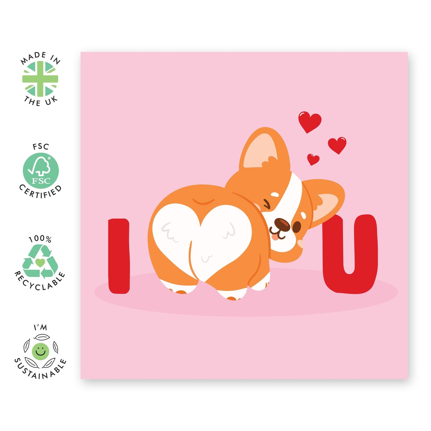 I Love You Card For Boyfriend - Corgi Dog Love Hearts - Happy Valentines Day Cards For Husband Wife - I Love You Gifts For Her Him Couple Partner - Comes With Fun Stickers By Central 23