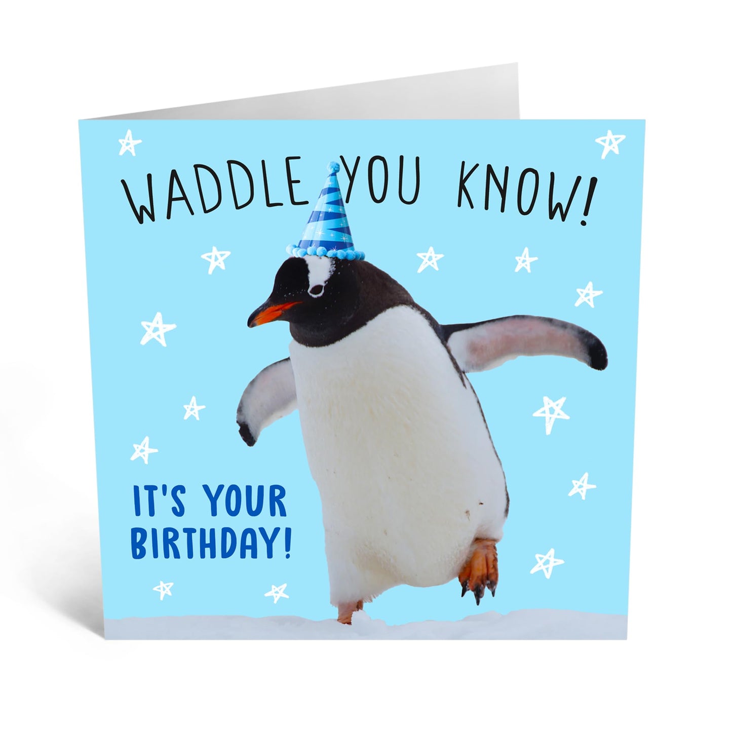 Greeting Card - 'PENGUIN WADDLE YOU KNOW BIRTHDAY' - Perfect for Celebrating with a Fun Penguin Twist and Playful Design - Ideal for Adding a Touch of Joy and Humor - Comes With Stickers By Central 23