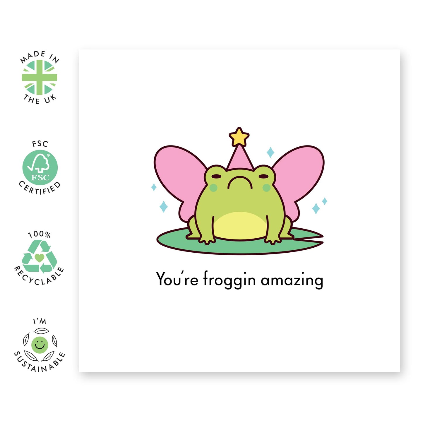 Birthday Card Princess Frog - 'Froggin Amazing' - Gifts for Daughter, Niece, Sister, Friend - Wings and Tiara - Comes with Fun Stickers