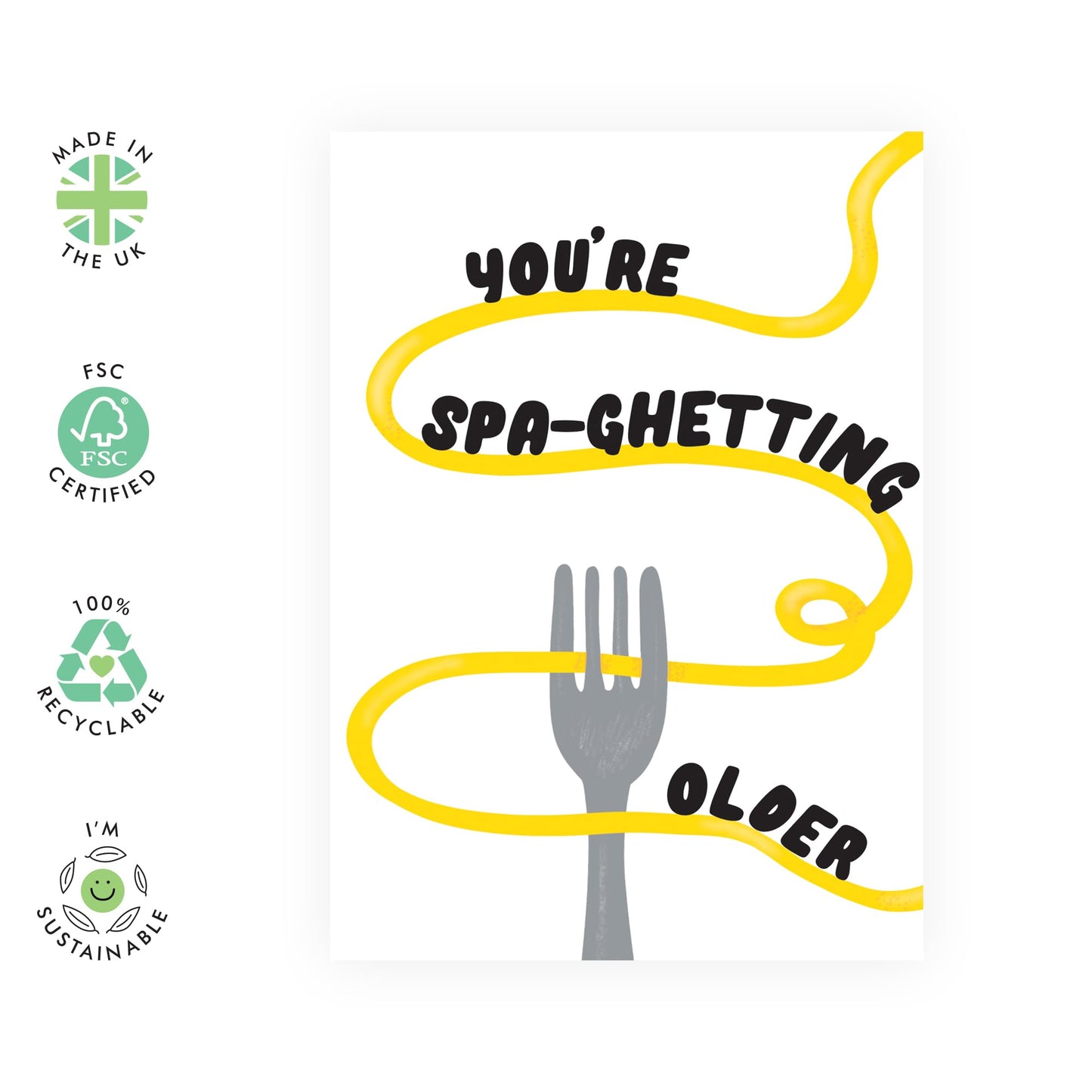 Birthday Card For Her Him - You're Spaghetting Older - Greeting Cards For Mum Dad - Friend Birthday Card - Gift For Uncle Auntie - Comes With Fun Stickers By Central 23