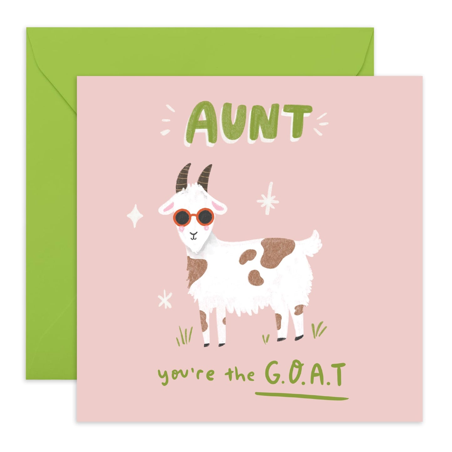 Hilarious Animal Birthday Card - 'Goat Aunt' - Gifts for Auntie, Relatives, Family, Her, Ladies from Niece or Nephew - Greatest of All Time - Comes with Fun Stickers
