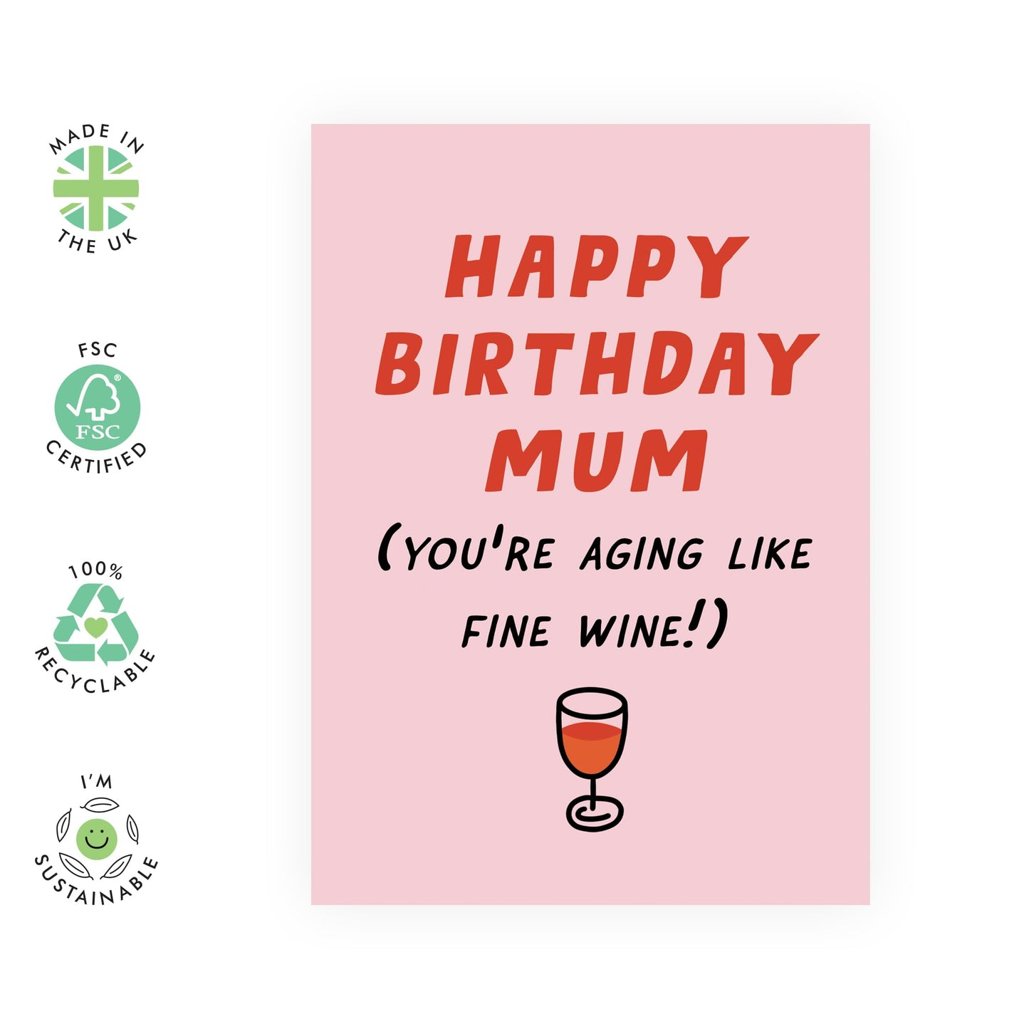 Mum Birthday Cards - Aging Like Fine Wine - Funny Greeting Cards For Her - Birthday Card For Mummy Mama Mom - 50th 60th 70th Birthday - Comes With Stickers - By Central 23