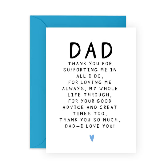 Happy Birthday Dad Card - Dad Thanks For Supporting Me - Sweet Fathers Day Card From Daughter - Thank You Gifts For Him Papa Men Daddy - Comes With Stickers By Central 23
