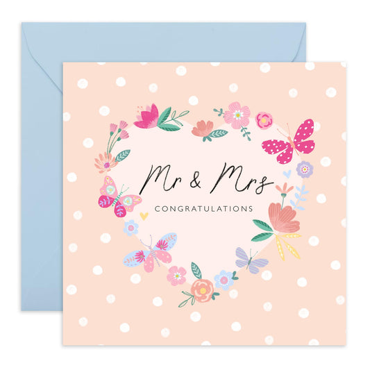 Engagement Card For Fiancé - Mr And Mrs Butterflies - Anniversary Card Husband Wife - Valentines Day Cards Boyfriend Girlfriend Men Women - From Best Friend - Comes With Stickers By Central 23