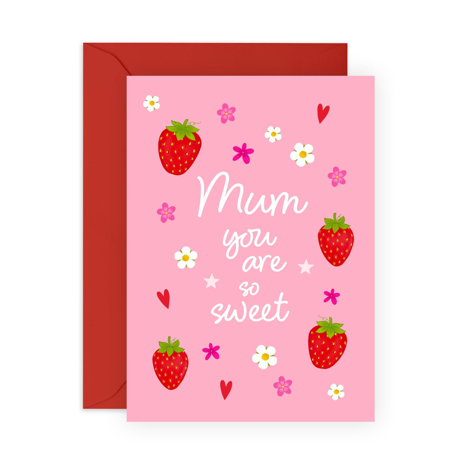 Sweet Birthday Card Mum - So Sweet Strawberries - Appreciation Gifts For Mummy Just Because - I Love You Thank You Mothers Day Card For Women Mama Her from Son & Daughter - Comes With Stickers