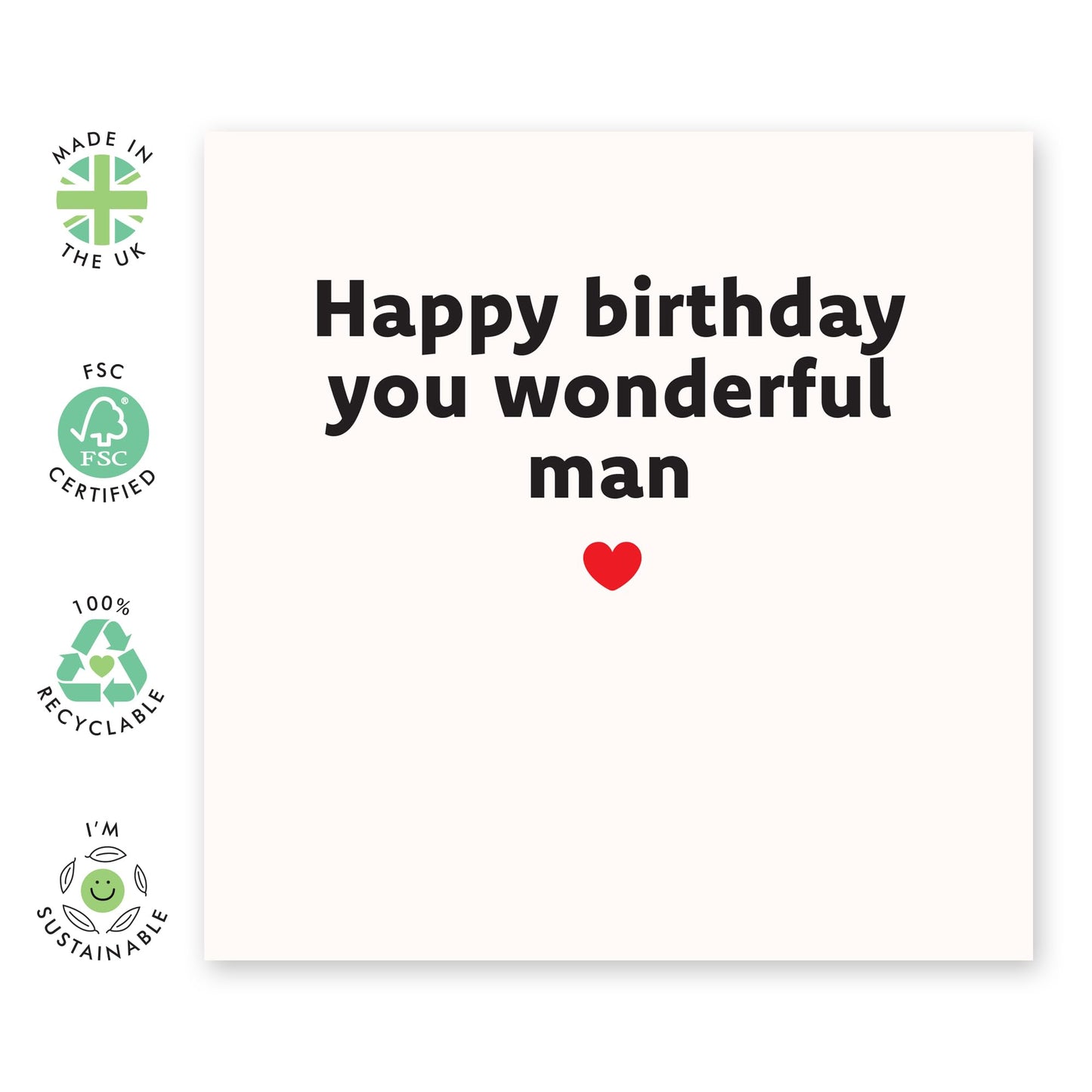 Thoughtful Birthday Card - 'Wonderful Man' - Gifts for Husband, Dad, Boyfriend, Hubby, Spouse, Friends, Family, Bruv, Brother, Bro, Him - Deserved It - Comes with Fun Stickers