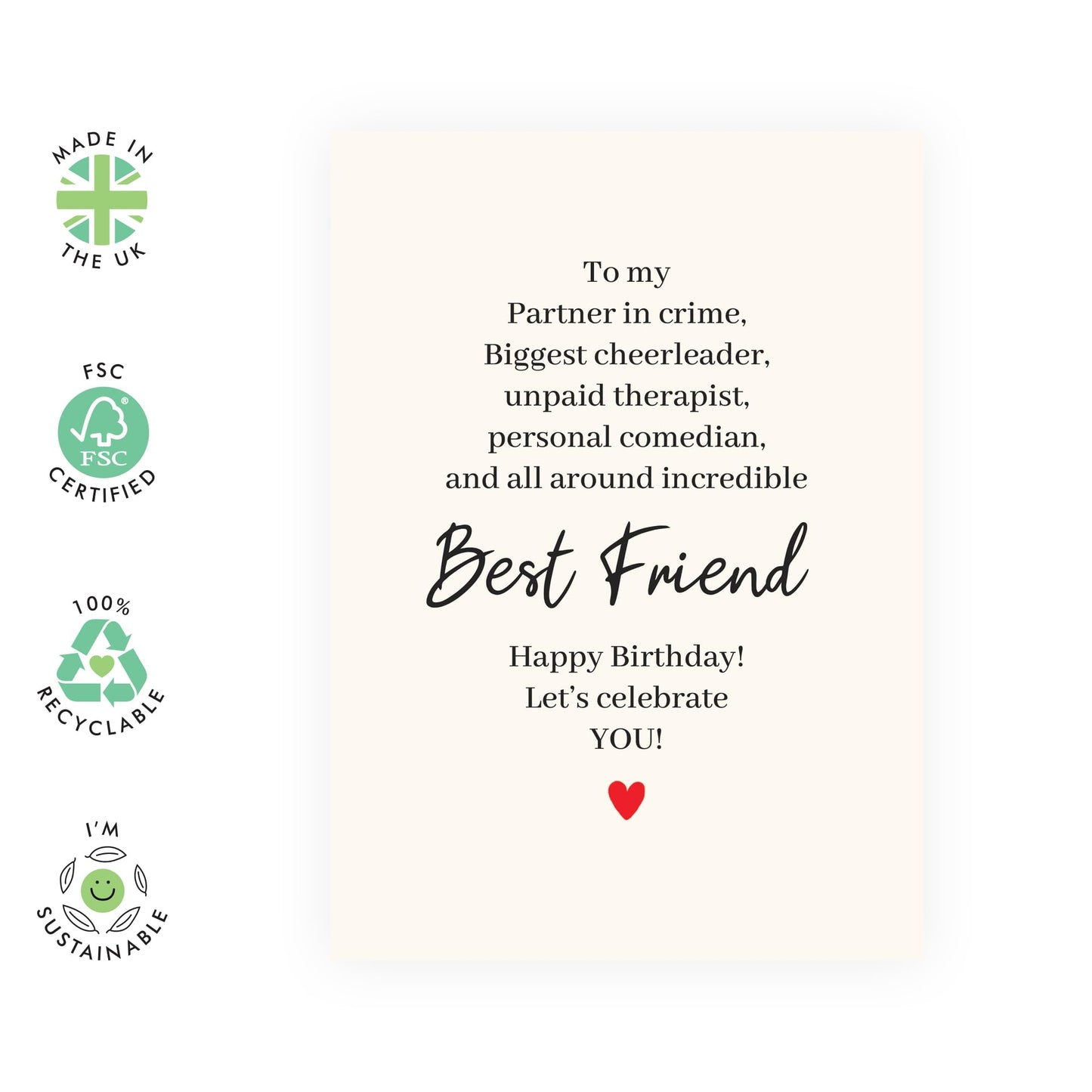 BFF Greeting Card - 'Best Friend Birthday Card - Gifts for Besties, Girlfriends, Her, Him, Men, Women - Celebrating Friendship - Comes with Fun Stickers