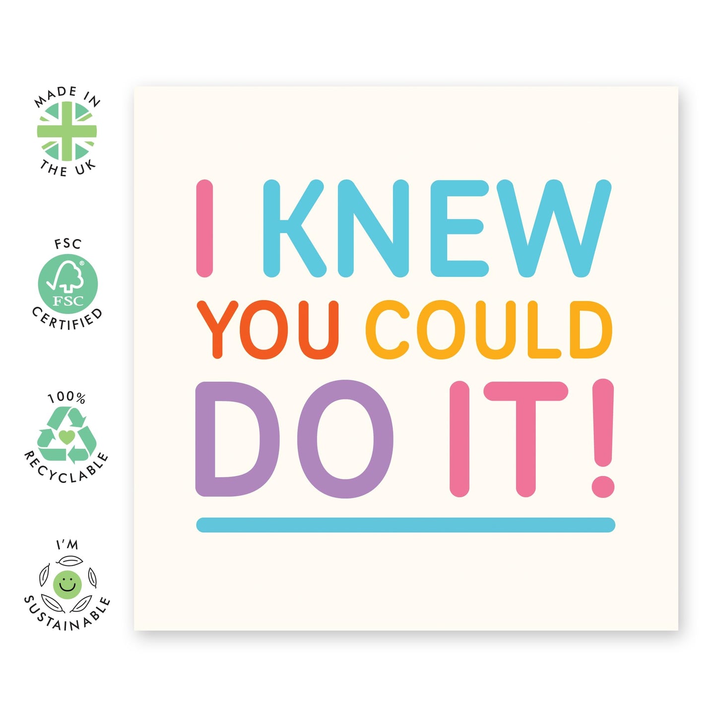 Congratulations Greeting Card - 'I Knew You Could Do It' - Gifts for Son, Daughter, Nephew, Niece, Friend, Colleagues, Co-worker, Husband, Wife, Cousin - You Made It - Comes with Fun Stickers
