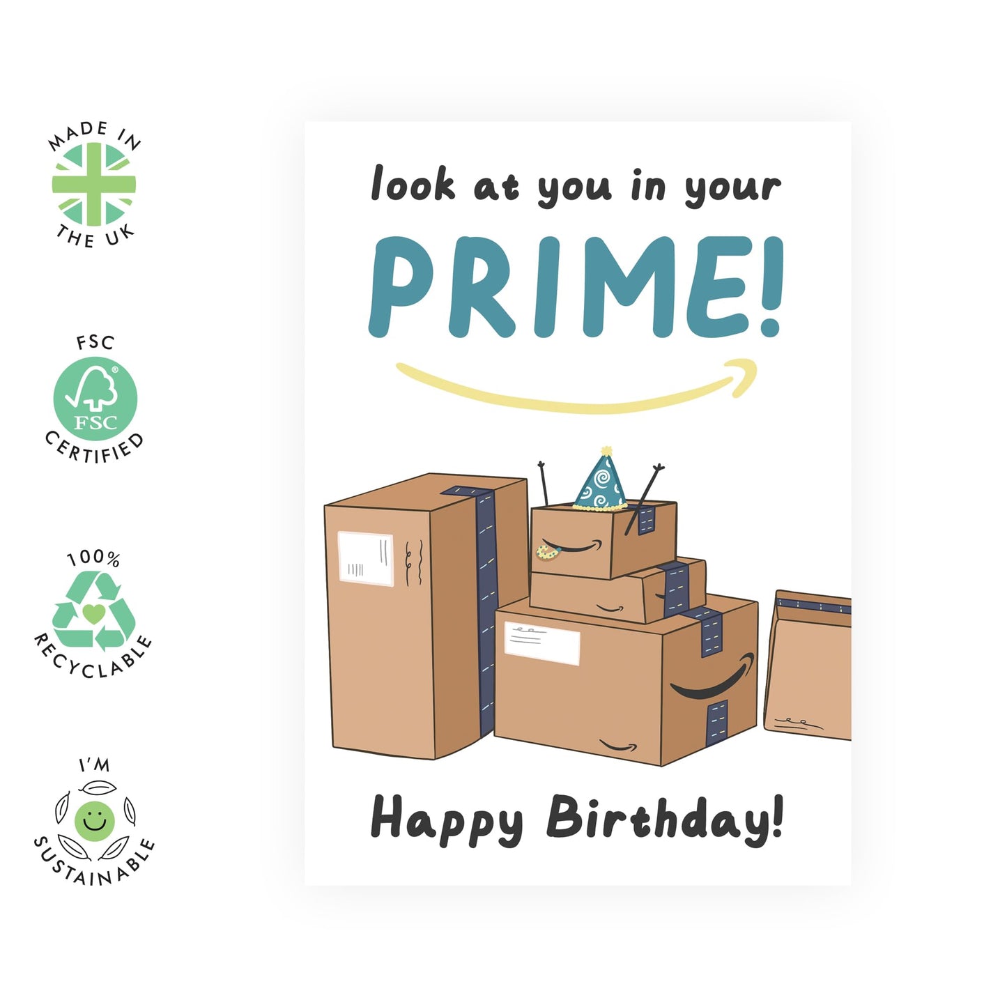 Birthday Cards For Him Her - In Your Prime Boxes - Humorous Birthday Cards For Mum Dad - Daddy Mummy - Brother Sister - Funny Greeting Card Aunt Uncle - Comes With Stickers - By Central 23