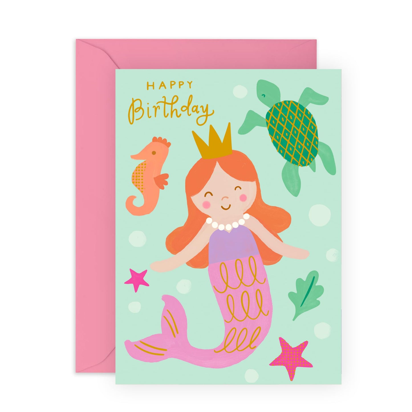 Girls Birthday Card – Cute Magical Mermaid Underwater Theme for Girls, Her, Kids, Daughter, Niece, Granddaughter, Ladies, Teens, Fairytale & Ocean Lovers – Includes Envelope - Comes with Stickers