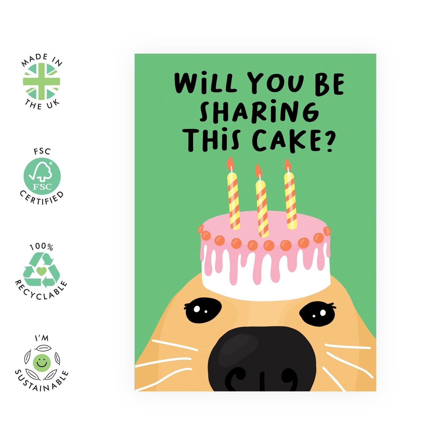 Birthday Card Dog - Will You Be Sharing This Cake - Happy Birthday Card Dog Dad - Cute Gifts For Dog Mum - Fur Parents Men Women - Comes With Stickers - By Central 23
