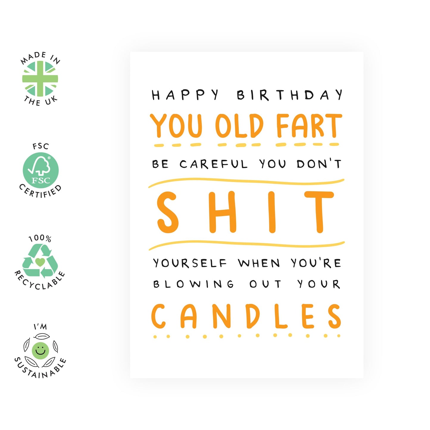 Funny Birthday Cards For Men - Happy Birthday You Old Fart - Greeting Cards For Mum Dad Grandad Friends - Hilarious Gifts For Men And Women - Comes With Fun Stickers By Central 23