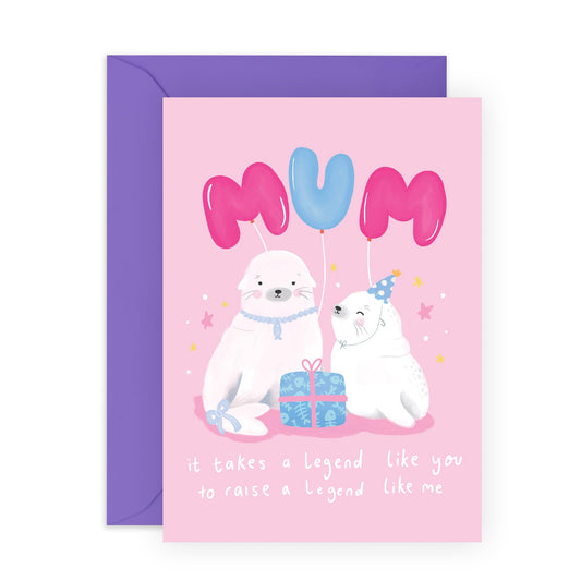 Mum Birthday Cards From Daughter - Legend Like You Seal - Sweet Birthday Card For Women - Gifts For Mummy Mom Mam Step Mum - Comes With Stickers - Blank Inside - By Central 23