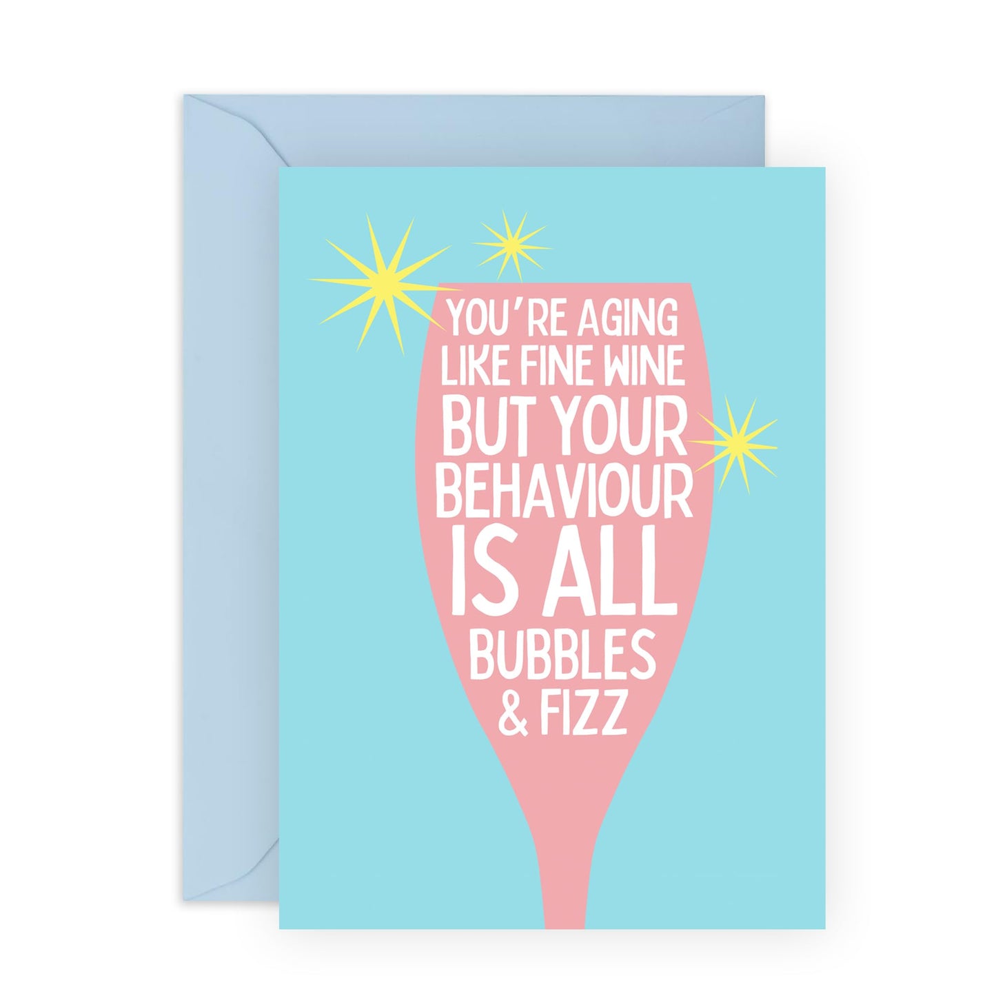 Hilarious Joke Birthday Card - 'Bubble and Fizz' - Gifts for Ladies, Girls, Besties, Best Friends, BFF, Co-workers, Colleagues, Her - Aging Wine- Comes with Fun Stickers