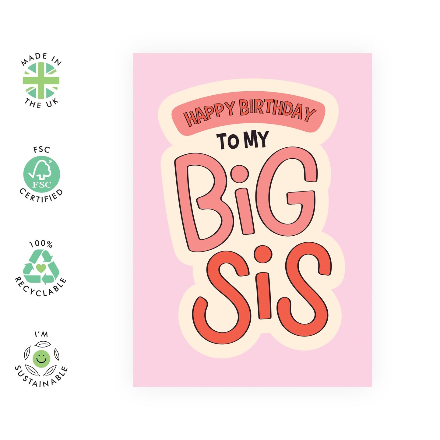 Happy Birthday Card for Big Sister - 'Big Sis' - Gifts for Siblings, Family, Sisters from Little Sister - BFF Forever - Comes with Fun Stickers