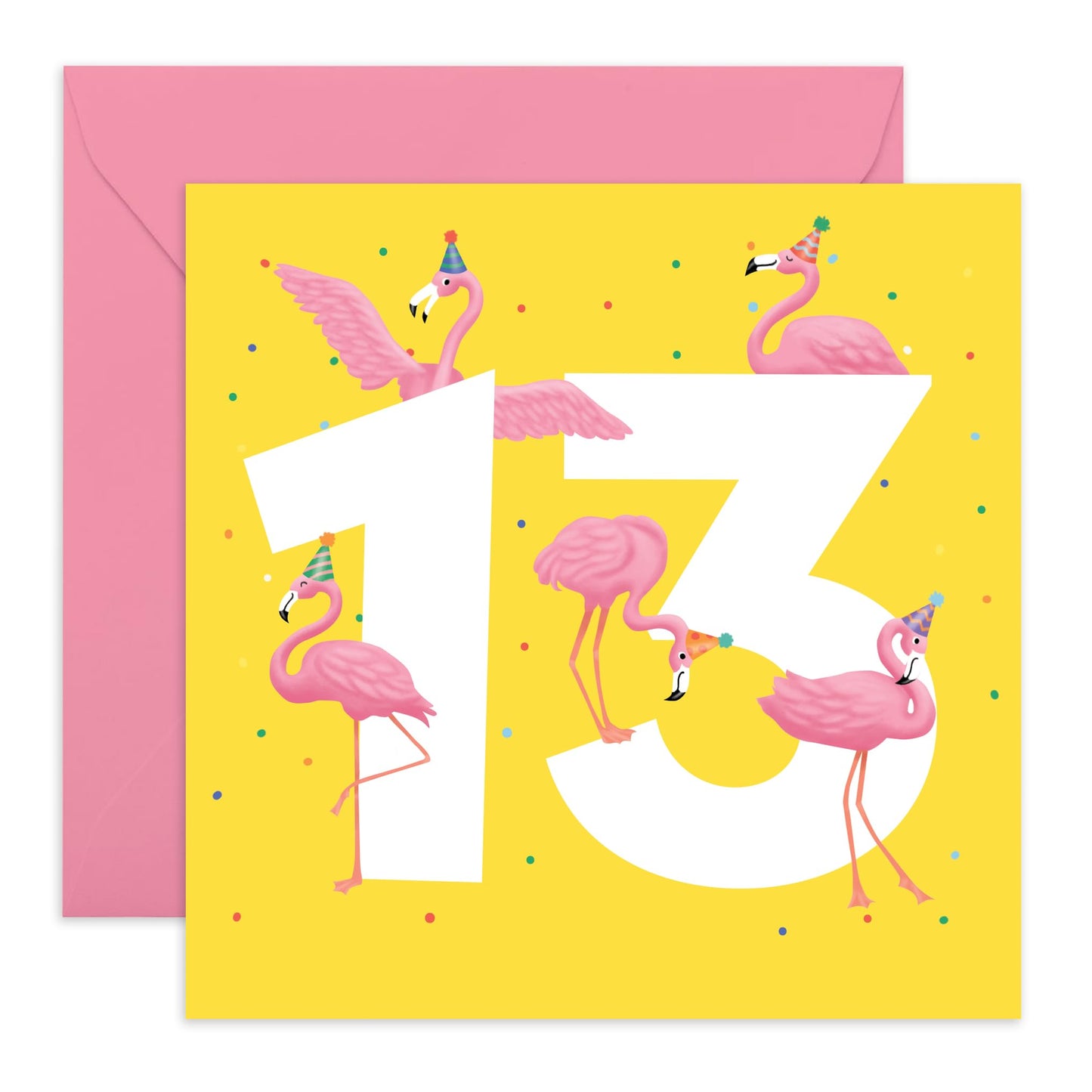 13th Birthday Card For Girls - Flamingo Age 13 - Happy Thirteenth Birthday Card For Teens - Floral - Gifts For Her Daughter Niece Granddaughter - Comes With Fun Stickers - By Central 23