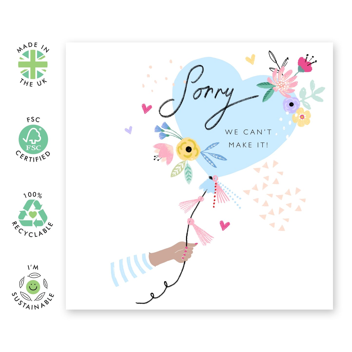 Wedding Declined Rsvp Card From Guest - Sorry We Can't Make It Balloon - Wedding Regret Card From Guest - Wedding Invitations From Groom Bride - Comes With Fun Stickers By Central 23