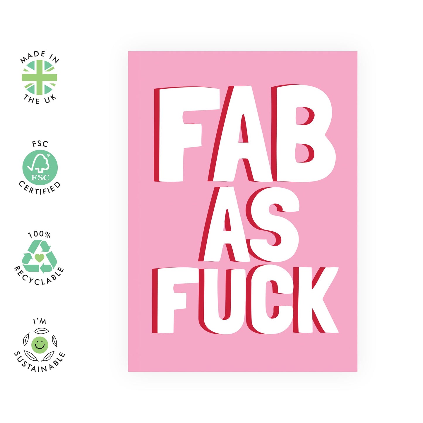 Happy Birthday Card - 'Fab As F*ck' - Gifts for Best Friends, Besties, BFF,Girlfriends, Sister, Sis, Co-workers, Colleagues - Pink and Fabulous - Comes with Fun Stickers