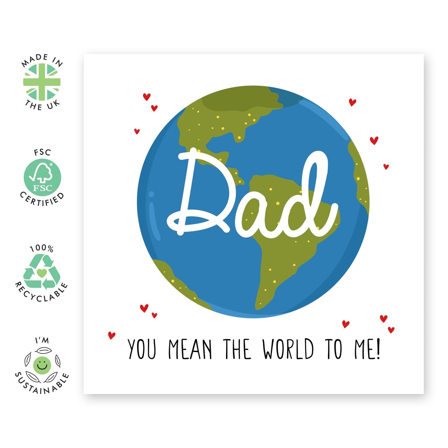 Greeting Card - 'DAD, YOU MEAN THE WORLD' - Perfect for Expressing Love and Appreciation - Ideal for Celebrating Your Amazing Dad, Father, or Daddy on Any Occasion - Comes With Stickers By Central 23