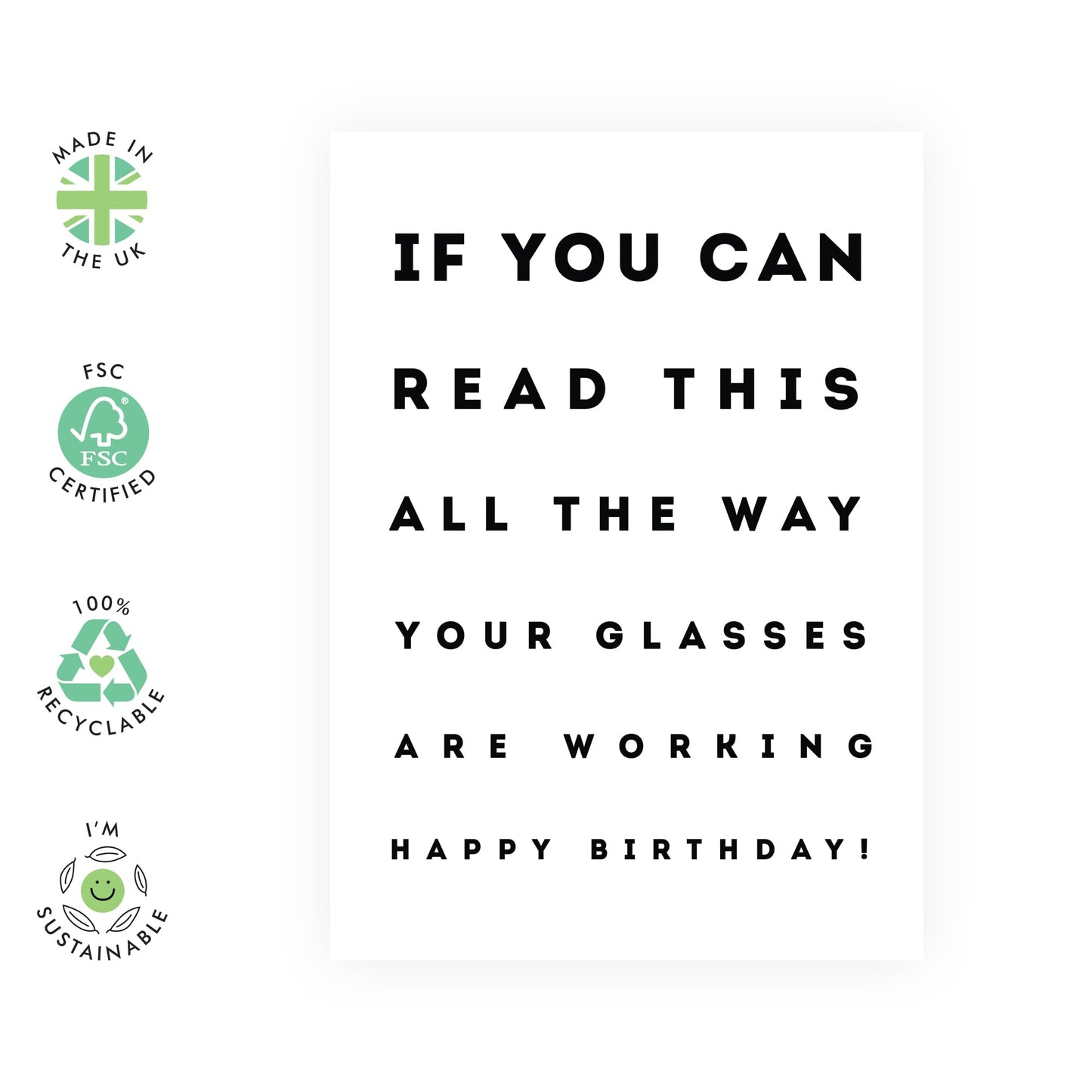 Mum Birthday Card - Your Glasses Are Working - Dad Gifts From Daughter Or Son - Funny Birthday Cards For Nan Grandad Auntie Uncle - Gifts For Him Her - Comes With Stickers - By Central 23