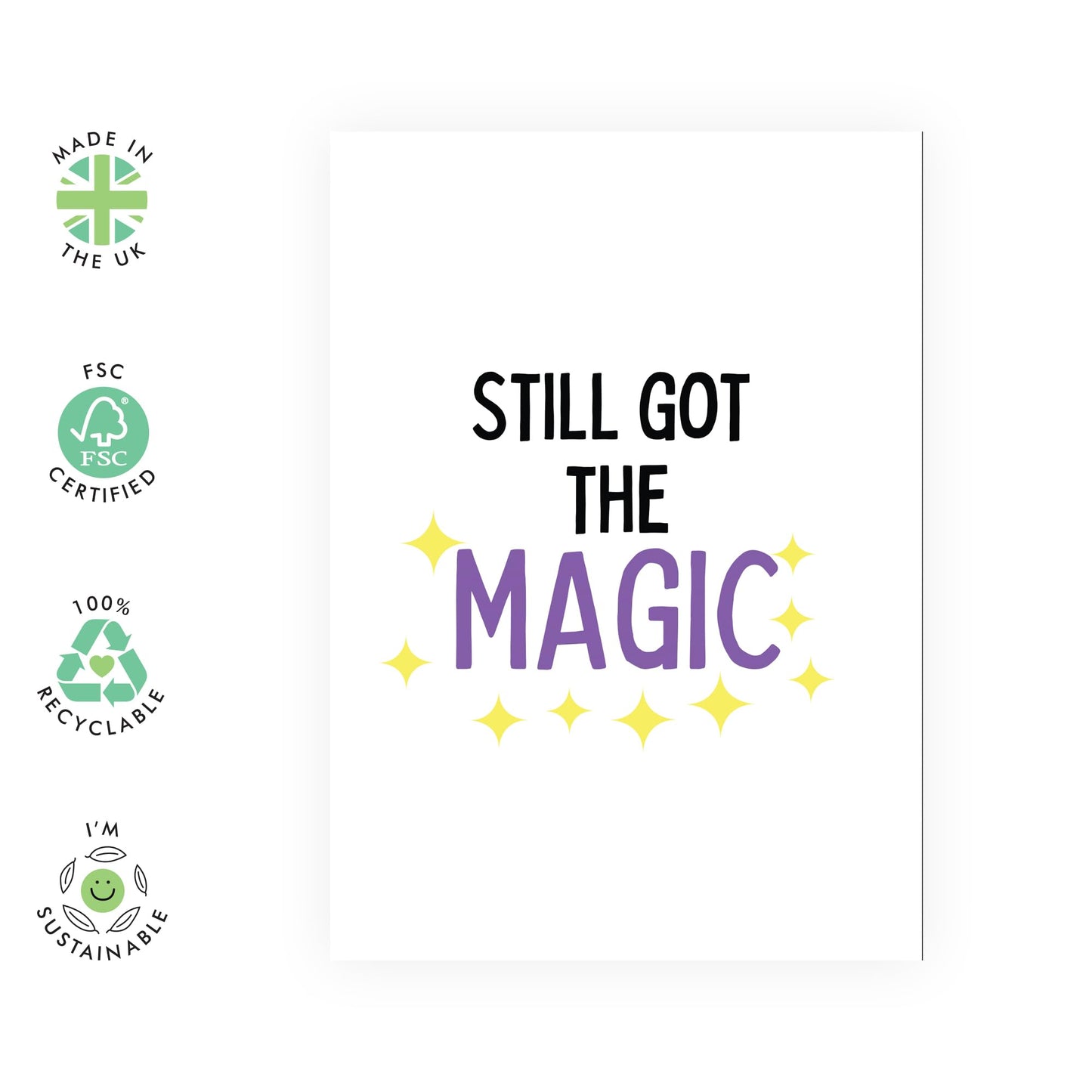 Inspiring Happy Birthday Cards for Women & Men - 'Still Got The Magic' - Gift for Grandfathers, Grandmothers, Parents & Friends - Inspirational and Happy Message - Comes with Fun Stickers