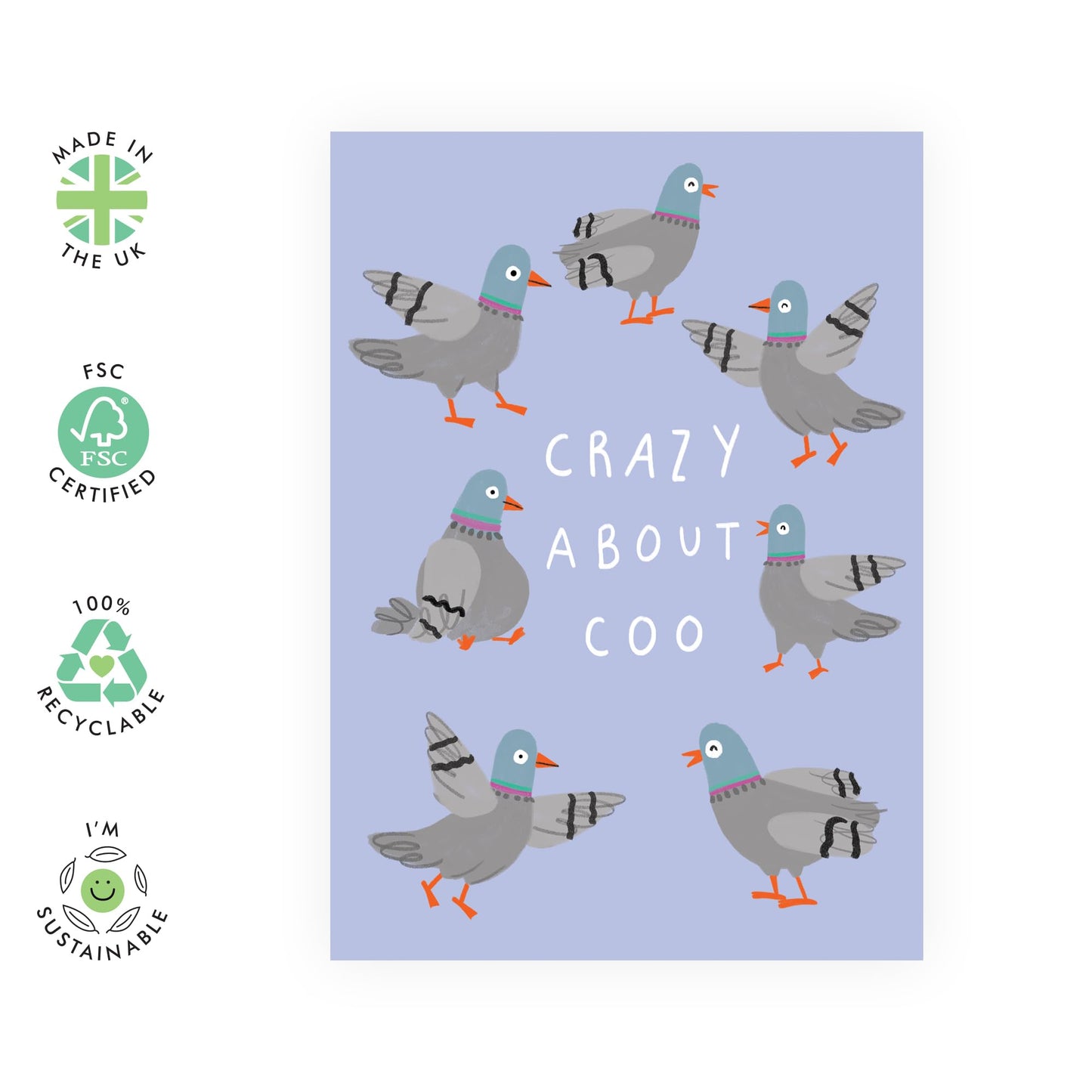 Hilarious Pigeons Anniversary Card - 'Crazy About Coo' - Romantic Gifts for Wife, Husband, Girlfriend, Boyfriend, Him, Her, Partner, Married Couples - Valentines Day - Comes with Fun Stickers