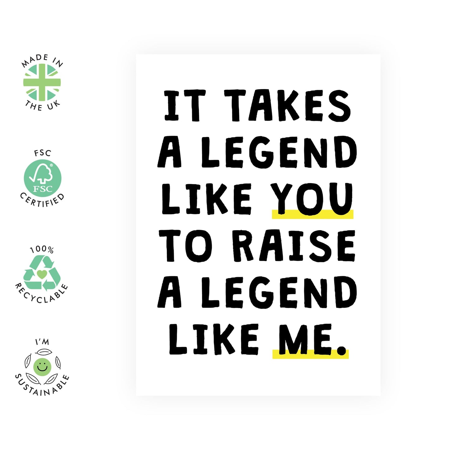 Birthday Card For Parents - Legend Like You Yellow Highlight - Greeting Cards From Son Daughter - Mothers Day Cards For Mum Aunt - Fathers Day Cards Dad Uncle - Comes With Fun Stickers By Central 23