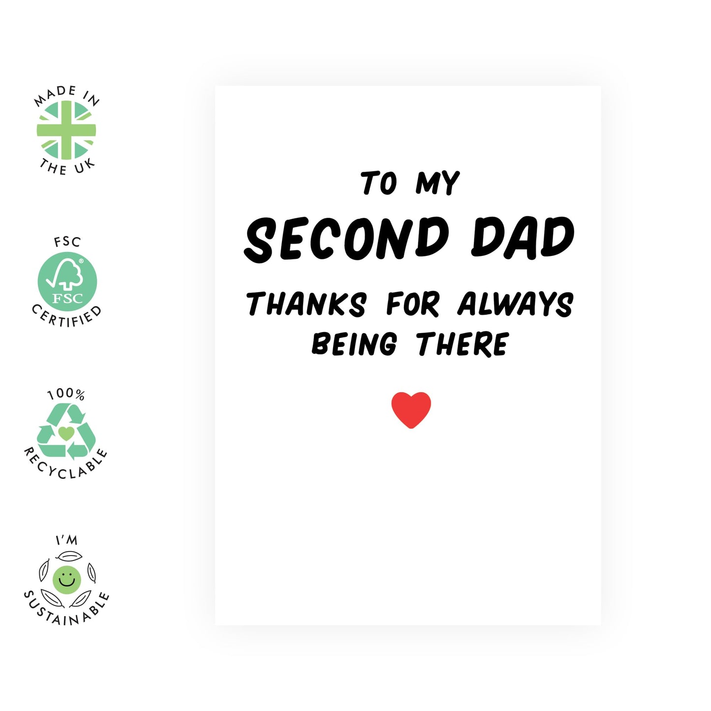 Heartfelt Card - 'SECOND DAD' - For the One Who's Like a Dad to Me - Perfect for Celebrating a Special Bond - Ideal for Any Occasion or Just to Show Appreciation - Comes with Stickers by Central 23