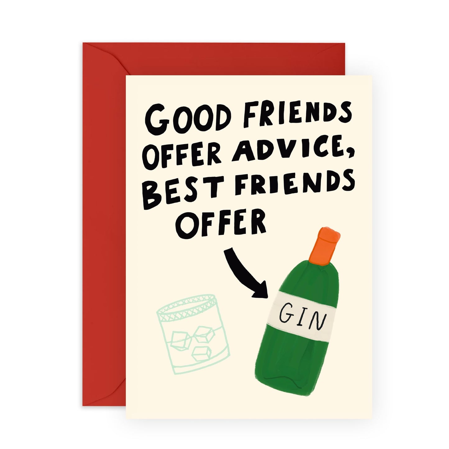Birthday Card for Real Friends - 'Best Friends Offer Gin' - Gifts for Best Friends, Besties, BFF, Bruv, Lads, Buddies,Girlfriends, Mates, Coworkers - Gin - Comes with Fun Stickers
