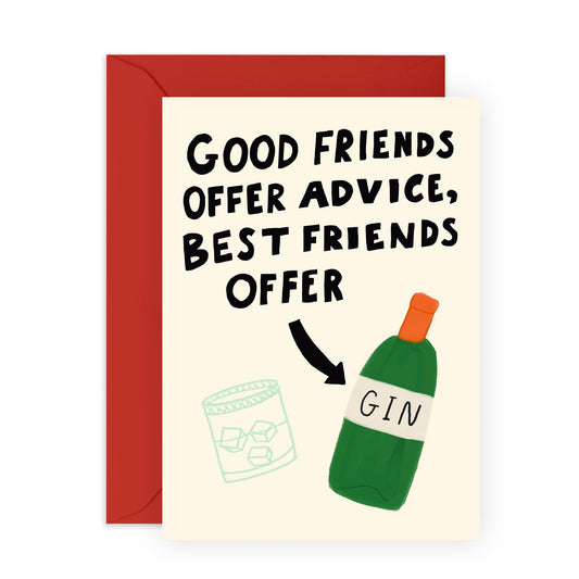 Birthday Card for Real Friends - 'Best Friends Offer Gin' - Gifts for Best Friends, Besties, BFF, Bruv, Lads, Buddies,Girlfriends, Mates, Coworkers - Gin - Comes with Fun Stickers