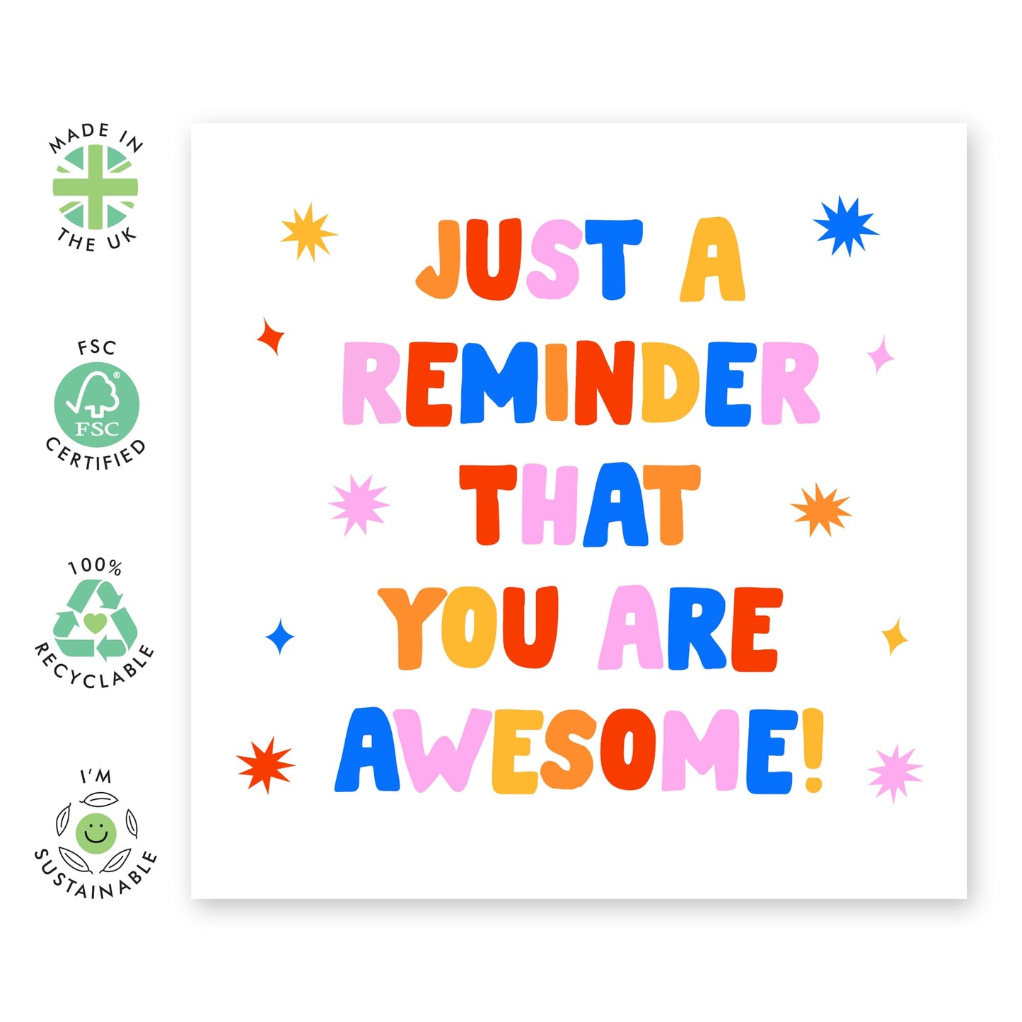 Encouraging Greeting Card - 'YOU'RE AWESOME REMINDER' - Perfect for Uplifting Friends, Family, or Colleagues - A Motivating Note to Brighten Their Day - Comes With Stickers By Central 23